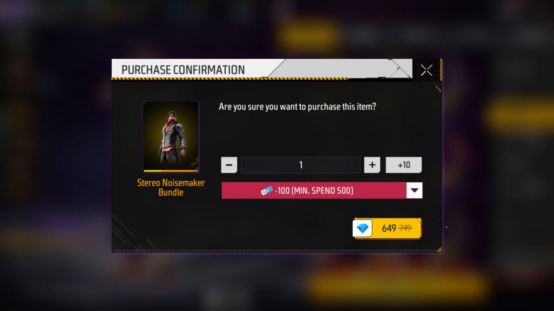 Users can select the bundle and click on the purchase button (Image via Garena)