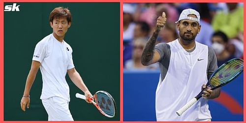 Yoshihito Nishioka (left) will take on Nick Kyrgios in the Citi Open final on Sunday