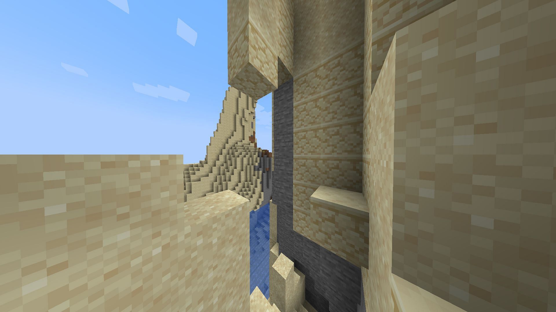 The &quot;Windswept terrain and Village&quot; seed (Image via Minecraft)