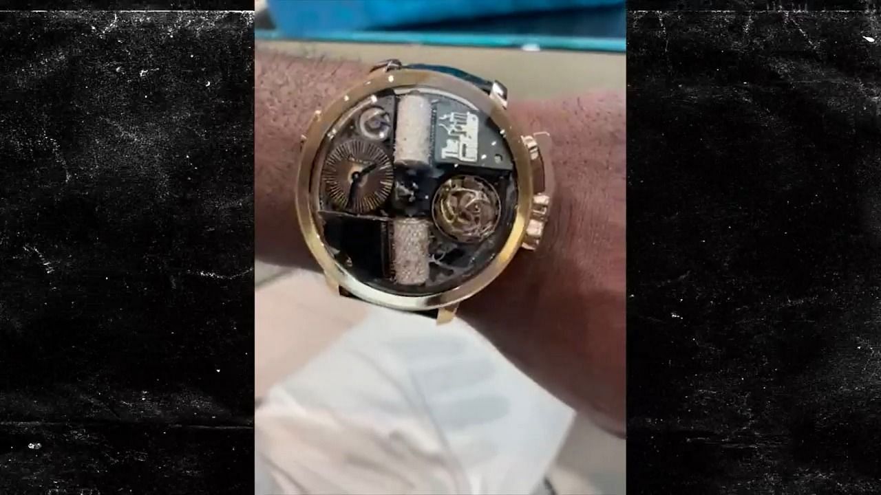 Antonio Brown shows off his new The Godfather-inspired watch | credit: TMZ Sports