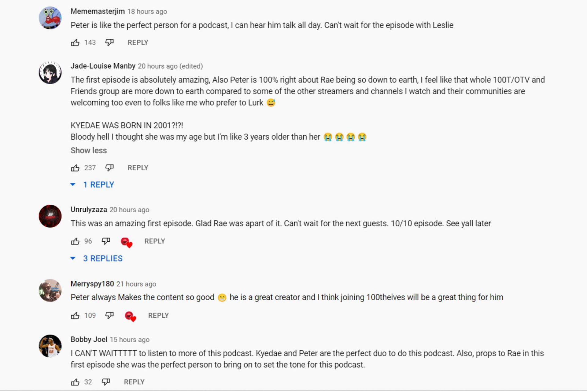 Fans reaction (Image via 100 Thieves Cast/YouTube)