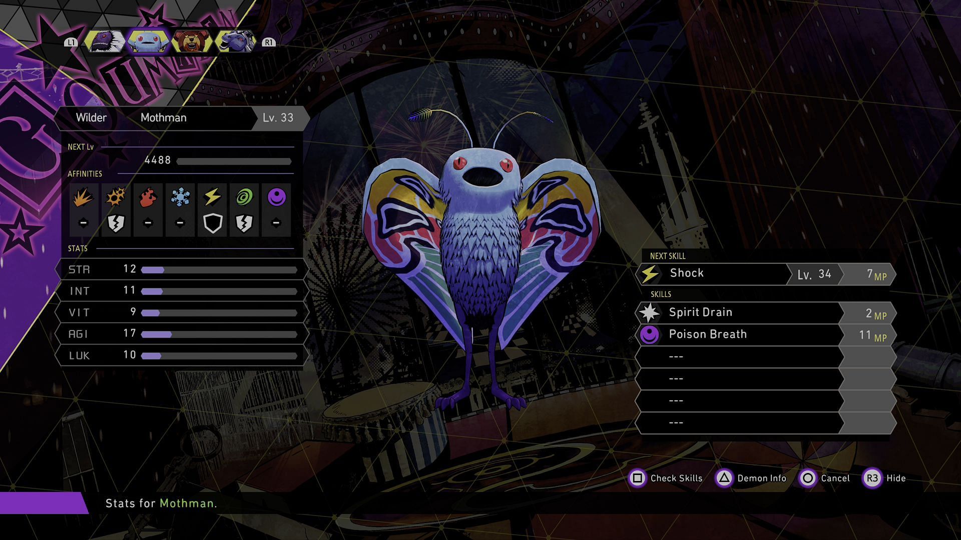 The baseline stats for Mothman (Image via Atlus)