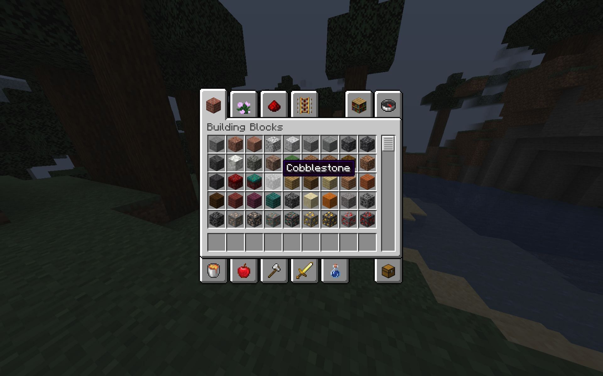 Various Minecraft blocks in Creative Mode (Image via Mojang)