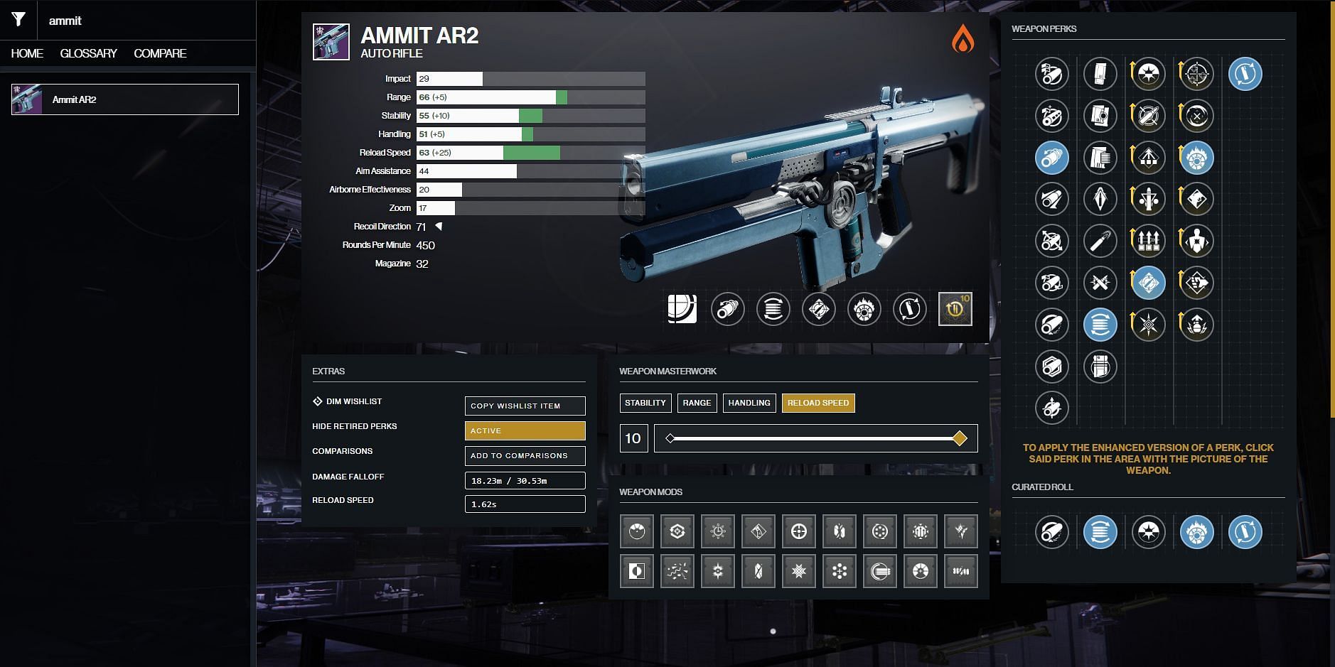 PvE god roll of the Ammit AR2 (Image via Destiny 2 Gunsmith)