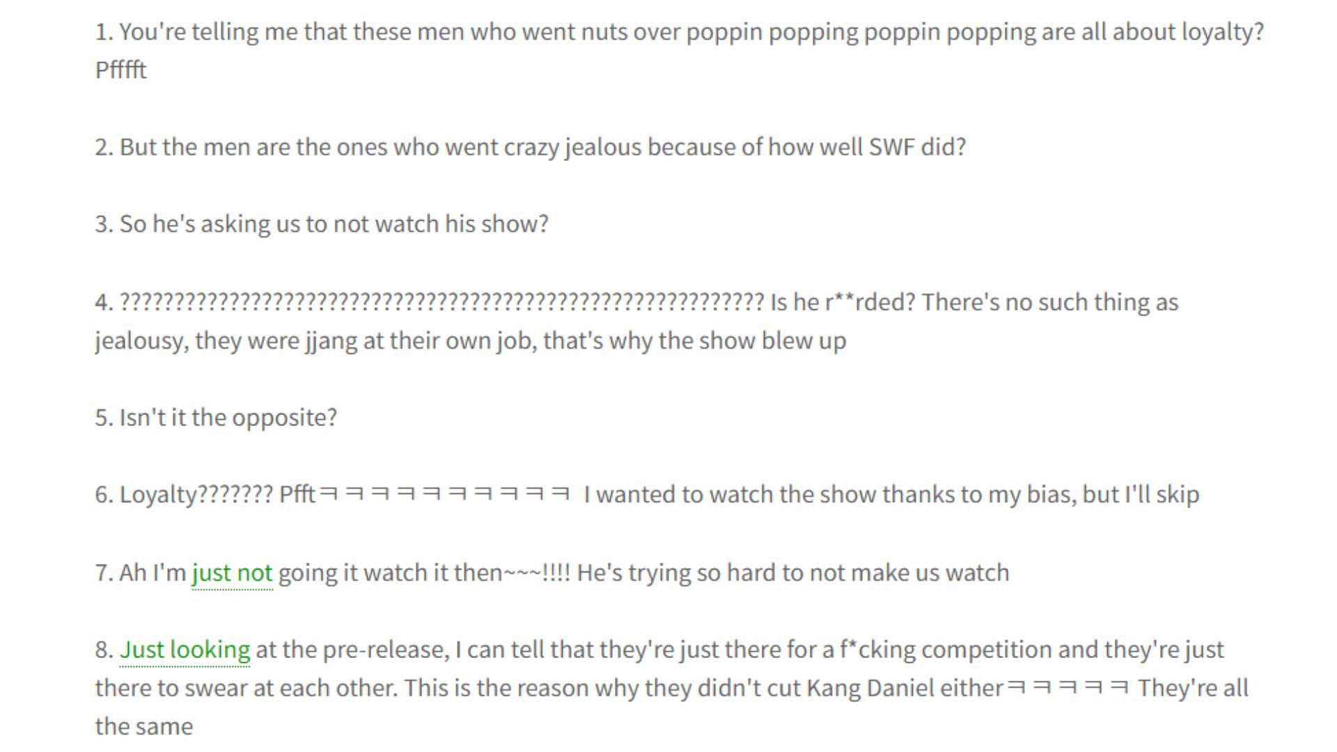Comments criticizing the producer&#039;s remarks (Image via pannchoa)