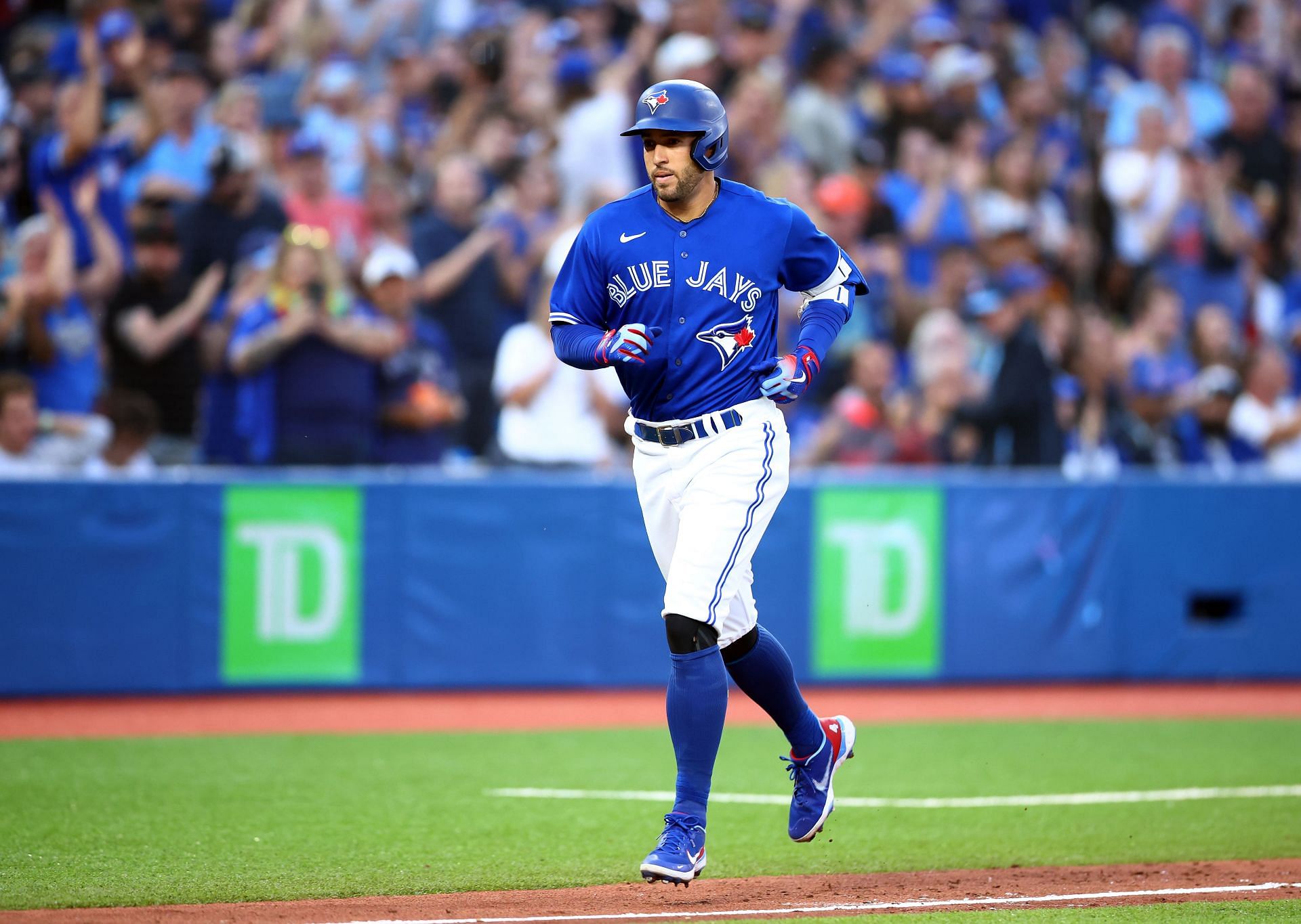 George Springer trots the bases during a Boston Red Sox at Toronto Blue Jays game.