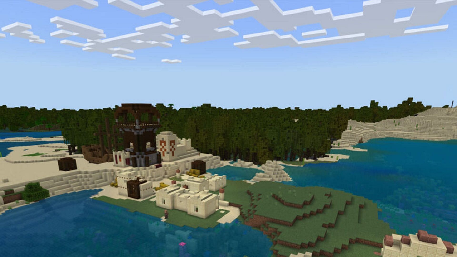 Plenty of structures await players right at spawn (Image via Mojang)