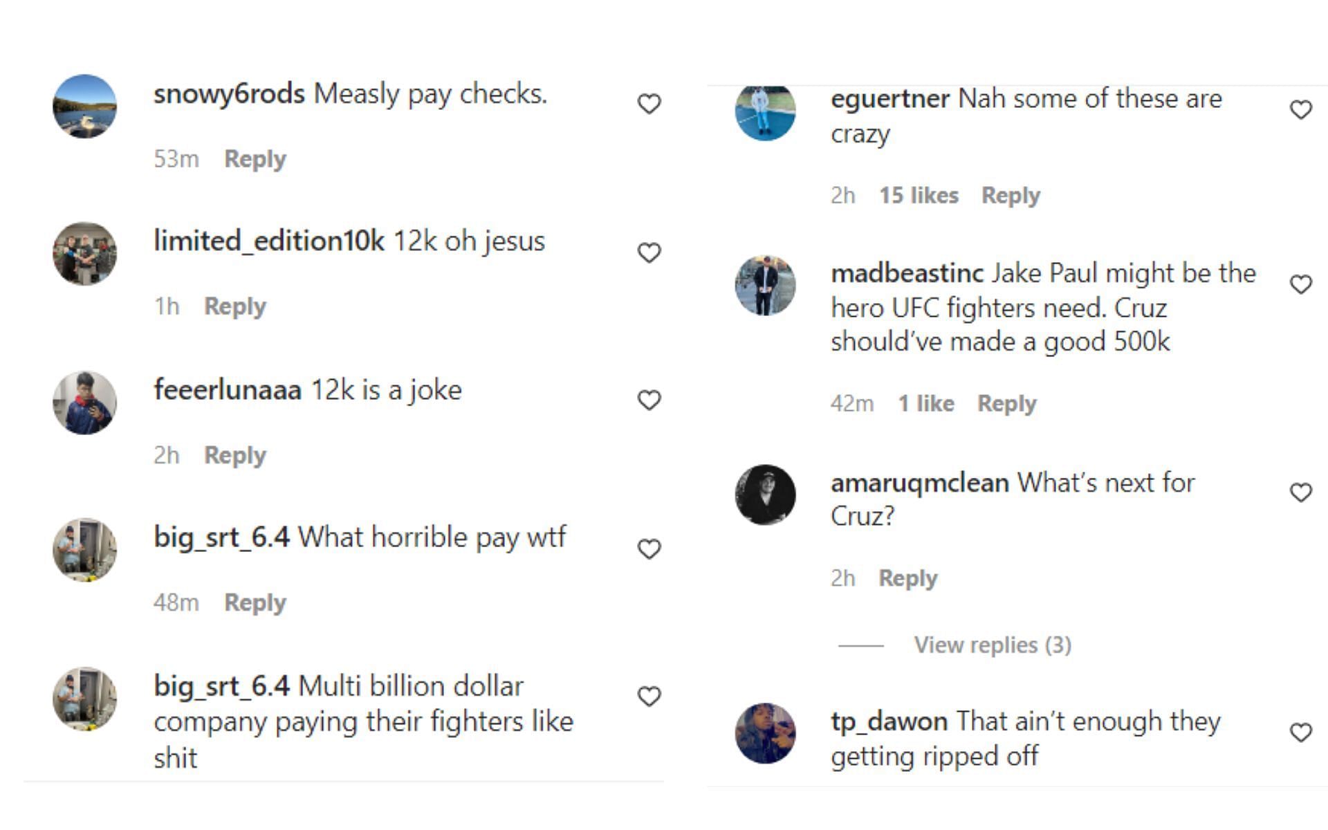 Compilation of comments from @bestcasualmma on Instagram