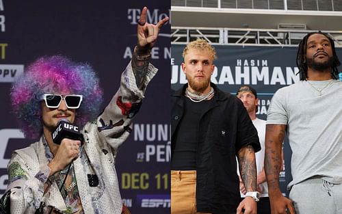 Sean O'Malley (left) and Jake Paul and Hasim Rahman Jr. (right)