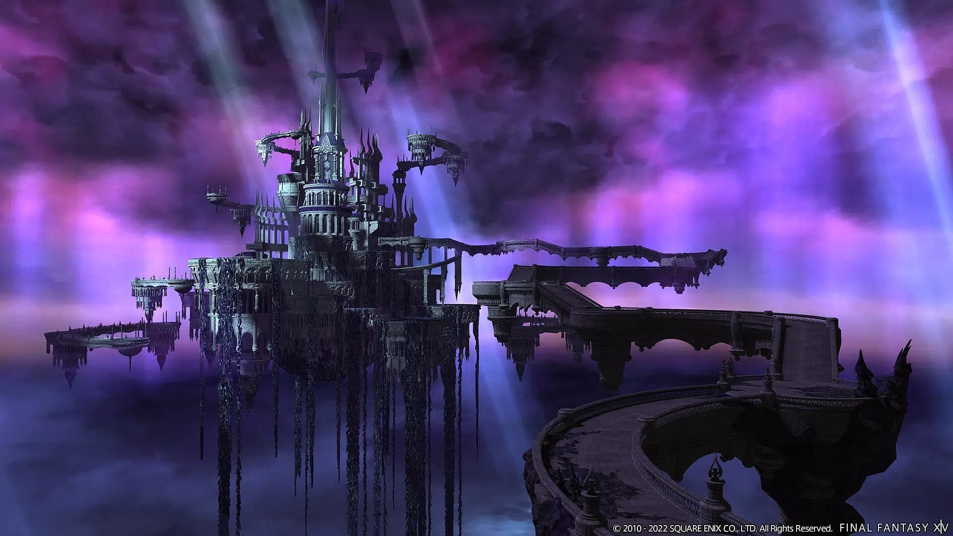 A look at The Fell Court of Troia&#039;s location in Final Fantasy XIV (Image via Square Enix)