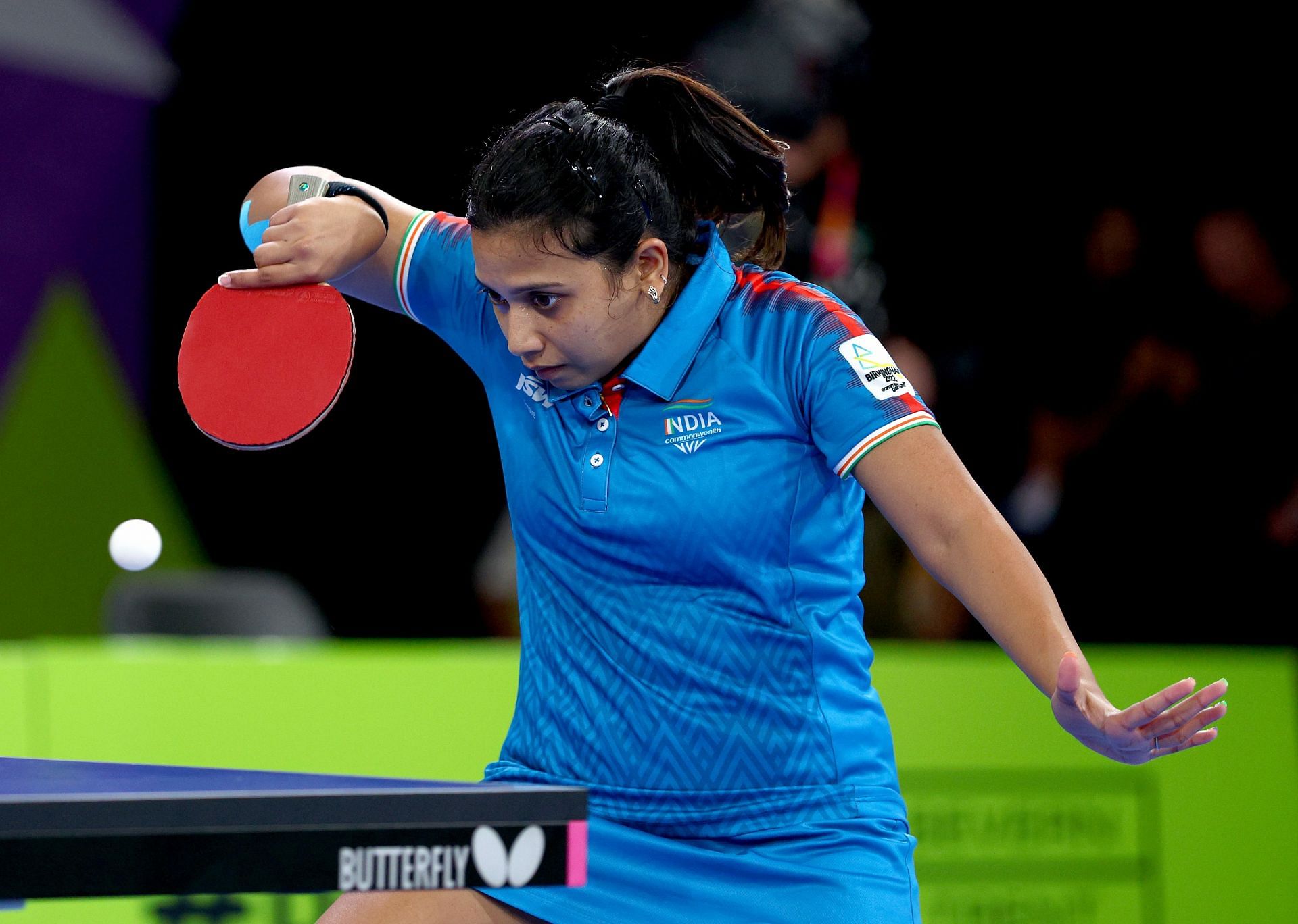 Indian table tennis player Reeth Rishya in action at CWG 2022. (PC: Getty Images)