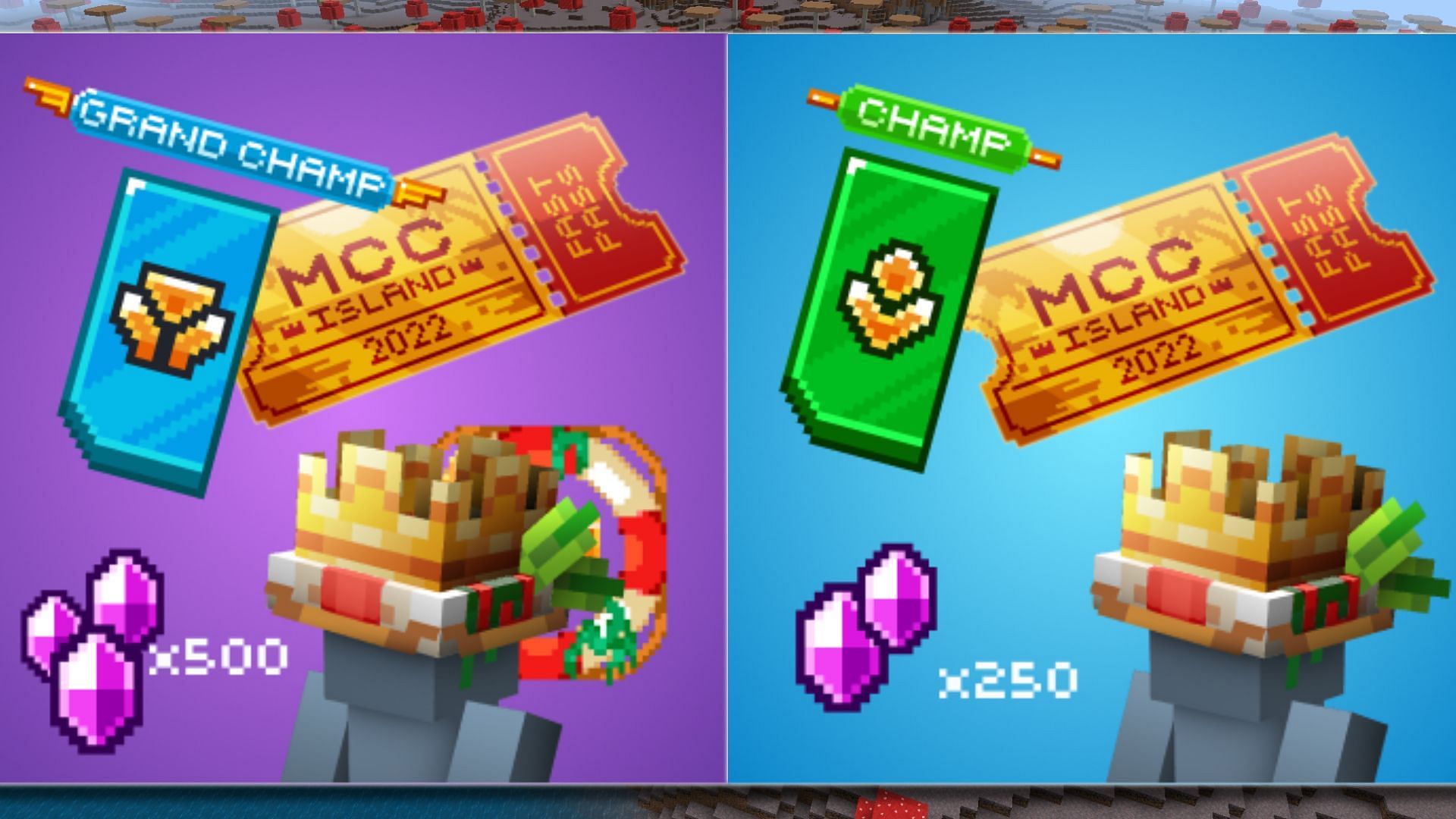 The different tiers of bundle that include the Minecraft Championship Island&#039;s fast pass (Image via MCC)