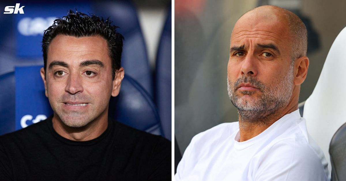 Le Patron Du Barca Xavi Hernandez Et Le Manager De Manchester City Pep Guardiola.