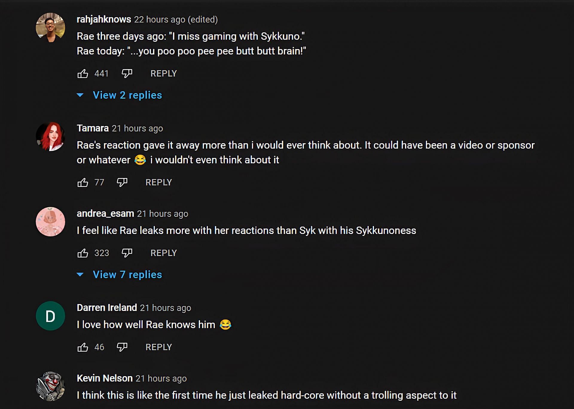 YouTube comments talking about Valkyrae&#039;s reaction to the leak (Image via OTV POG/YouTube)