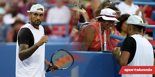 Nick Kyrgios sought a fan's advice during his Citi Open win on Tuesday