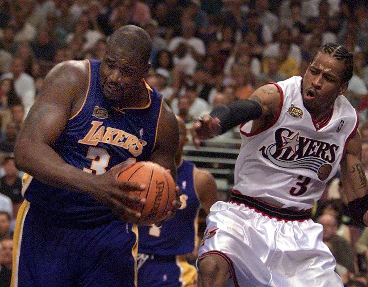 Shaquille O&#039;Neal was the biggest thorn on Allen Iverson and the Philadelphia 76ers&#039; side in the 2001 NBA Finals. [Photo: Sportscasting]