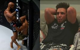 "I hate it too, as much as you guys" - Watch Henry Cejudo shed his "cringe" persona to excitedly celebrate Demetrious Johnson's revenge flying knee KO of Adriano Moraes