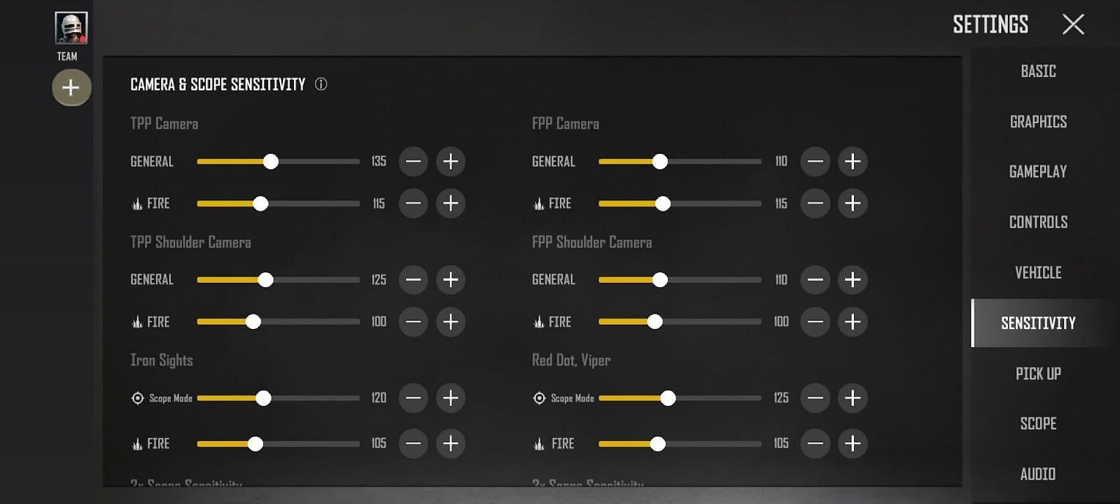 Camera &amp; Scope Sensitivity (Image via Krafton)