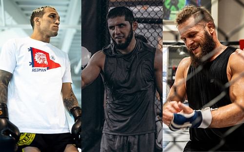 (L-R) Charles Oliveira, Islam Makhachev, and Rafael Fiziev [Images via @charlesdobronxs, @islam_makhachev, and @ rafael_ataman_fiziev on Instagram]