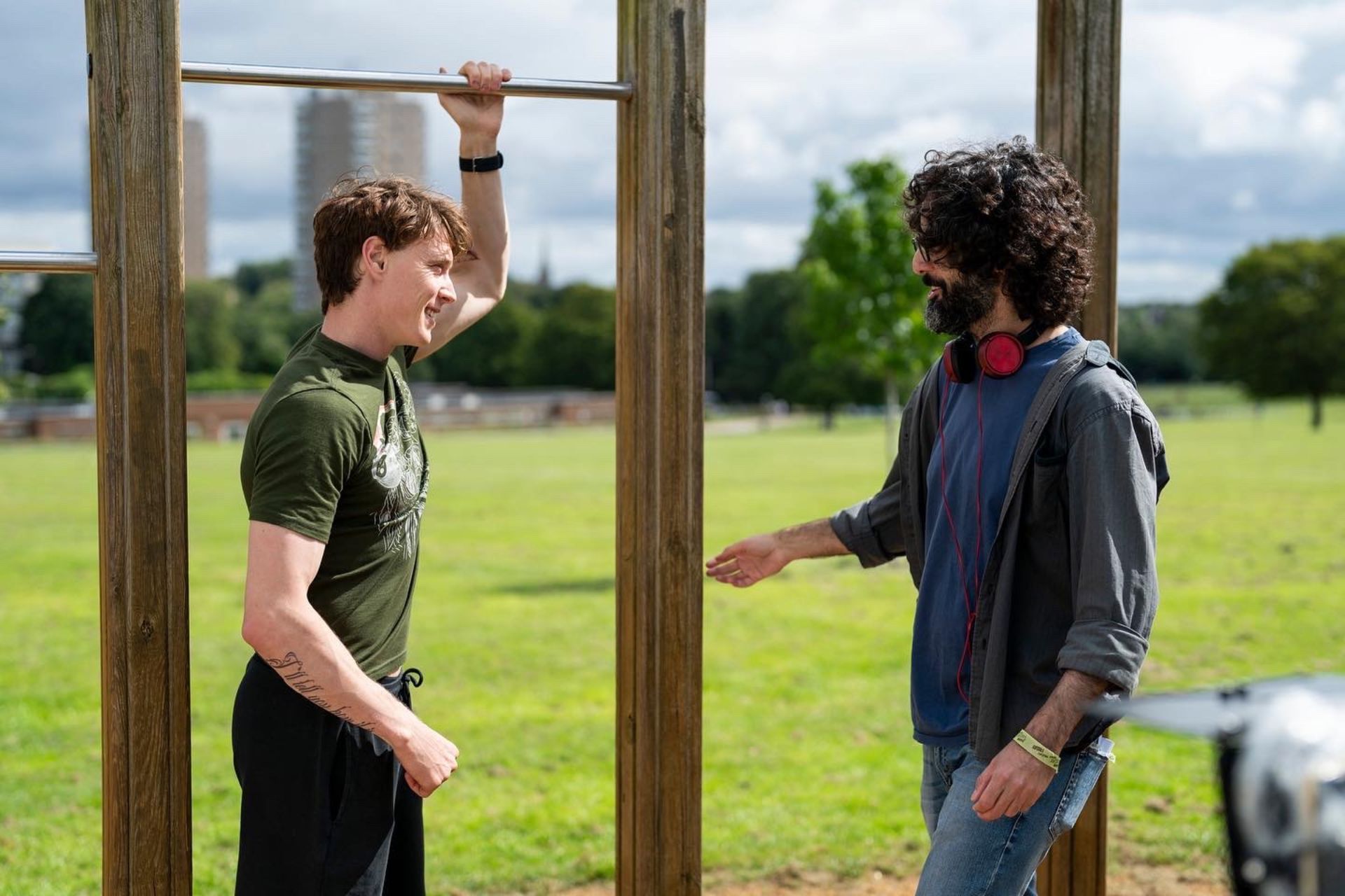 George MacKay and Babak Anvari filming &#039;I Came By&#039; (Image via IMDb)