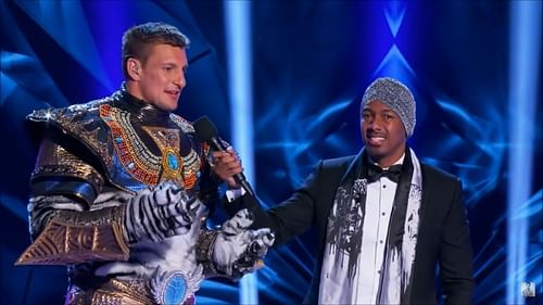 Rob Gronkowski being unveiled on The Masked Singer.