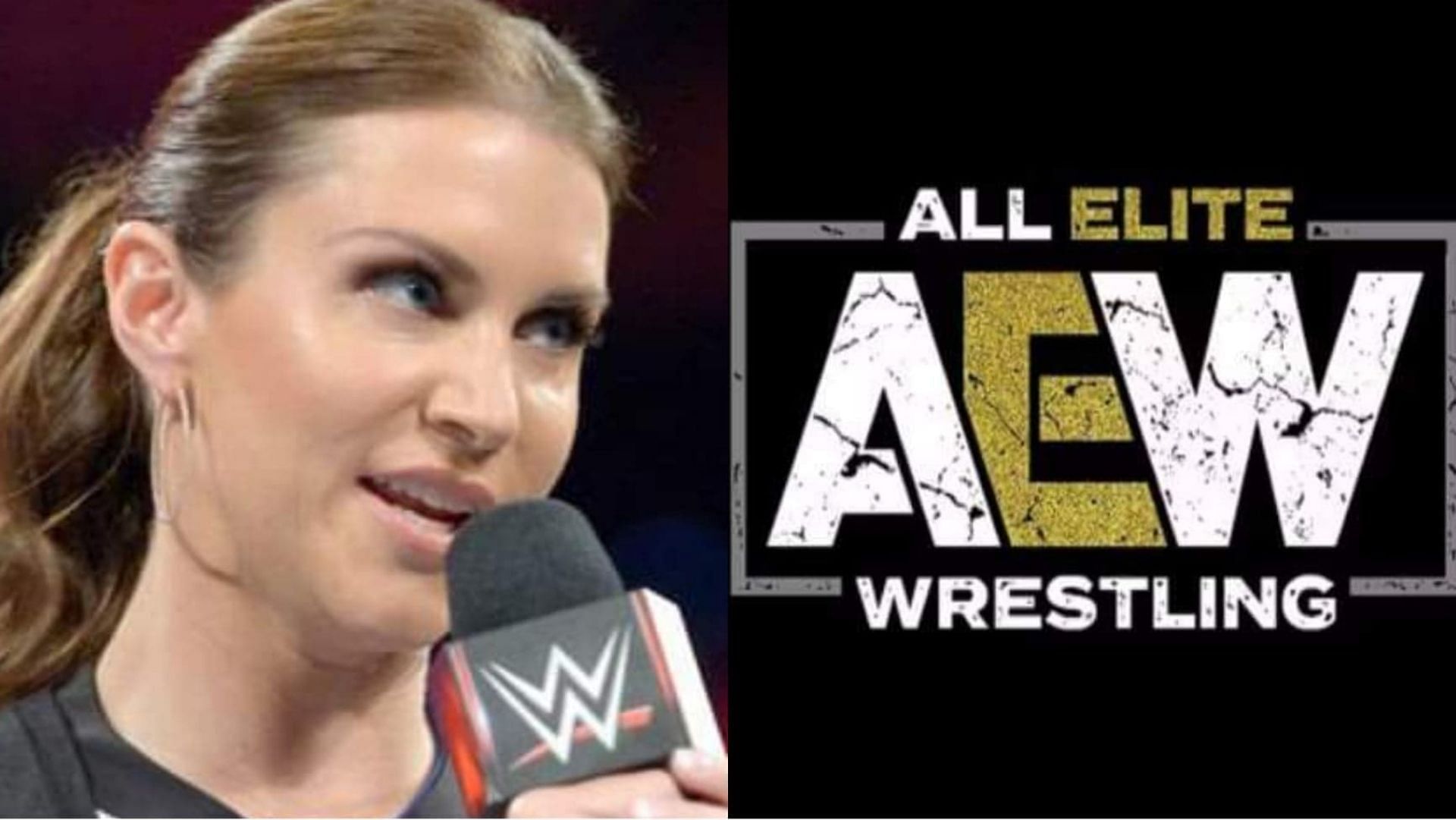 WWE CEO (L); All Elite Wrestling logo (R)