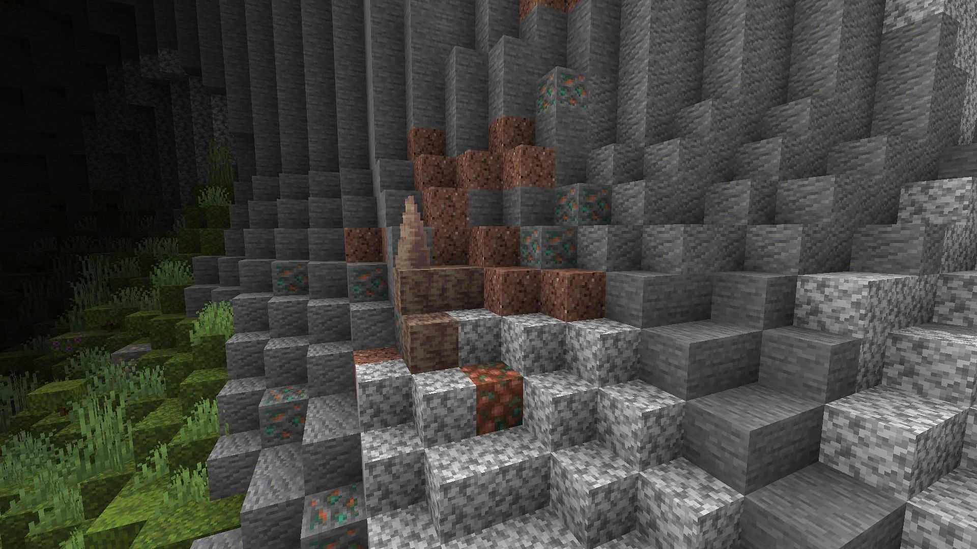 Copper ore vein surrounded by granite (Image via Minecraft Wiki)