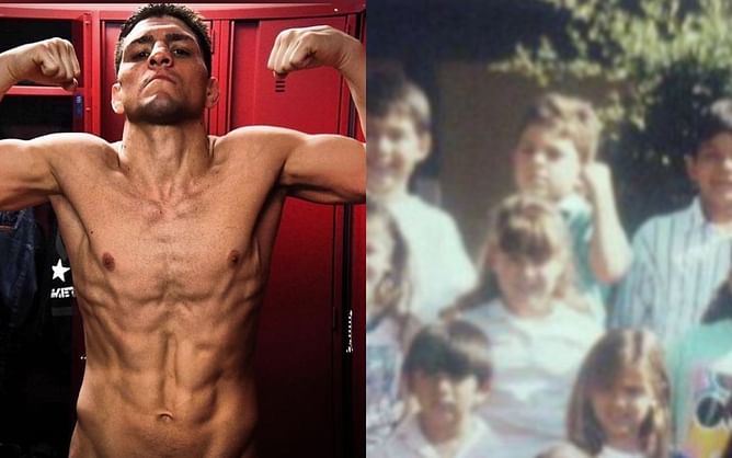 "He probably fought everybody in that class" - Fans react to childhood picture of Nick Diaz holding up a fist for his 2nd grade class picture