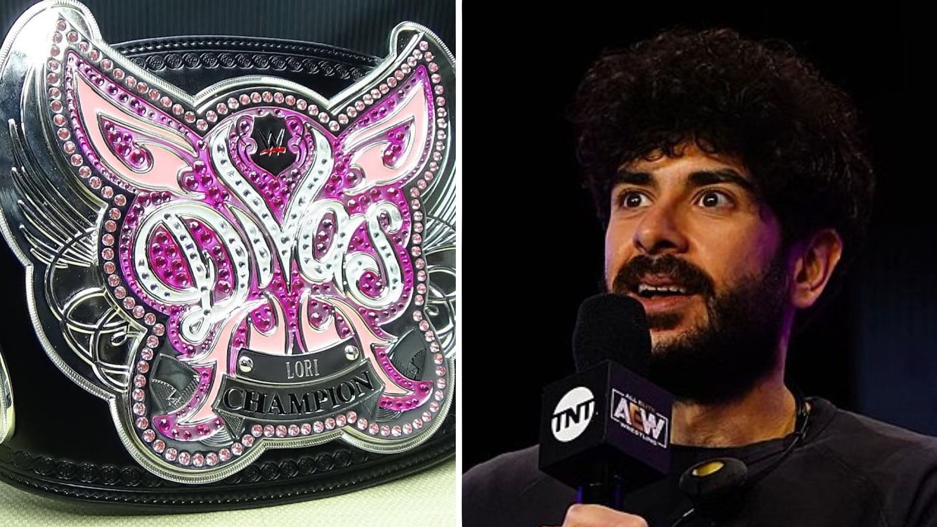 WWE Divas Championship belt (Left), Tony Khan (Right)