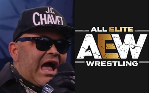 Konnan (left) and AEW logo (right).