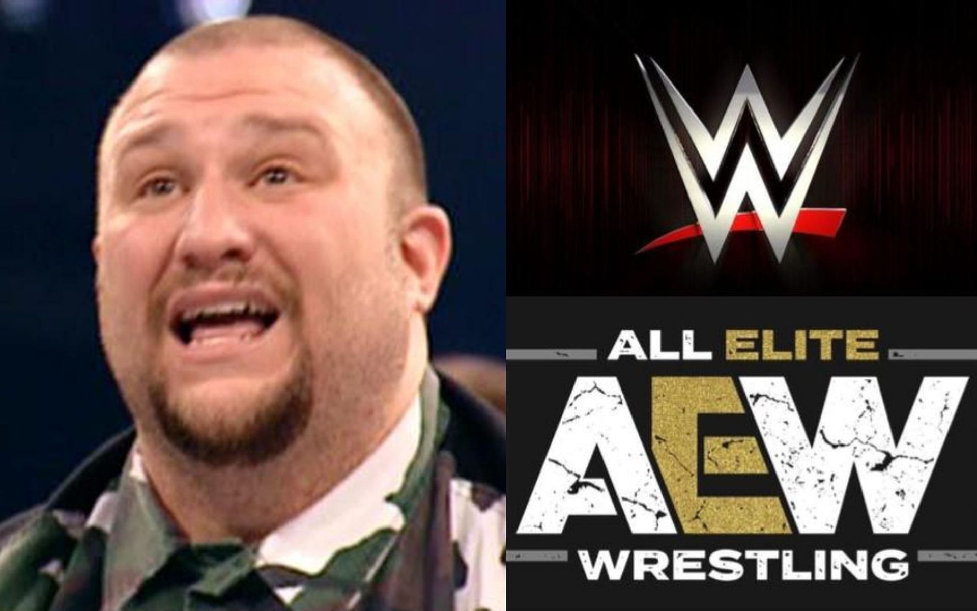 Bully Ray (left) and AEW and WWE logos (right).