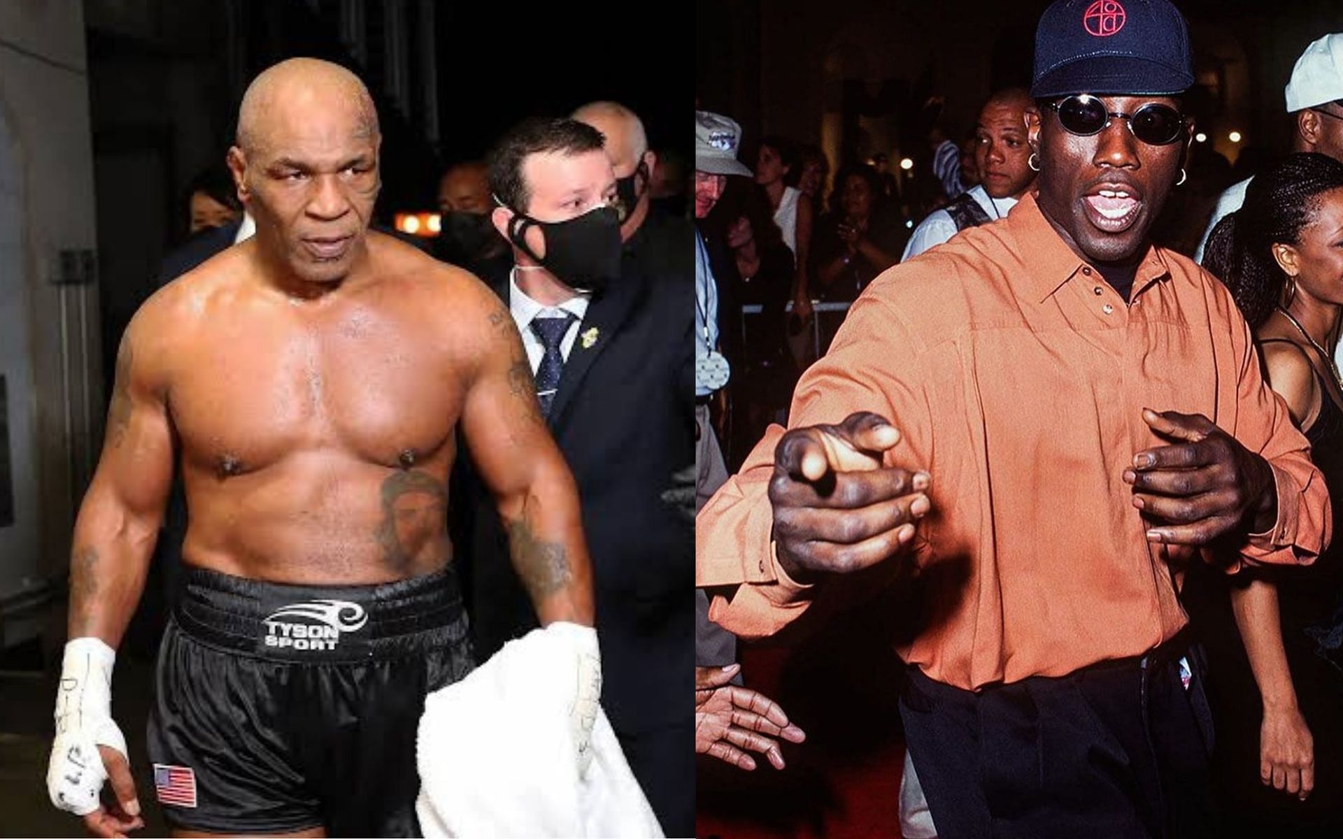 Mike Tyson (left) and Wesley Snipes (right). (Photos from Getty Images and @realwesleysnipes Instagram)