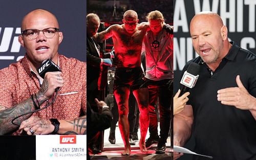 Anthony Smith (left), Anthony Smith after injury (center), Dana White (right) [Images courtesy: Getty]