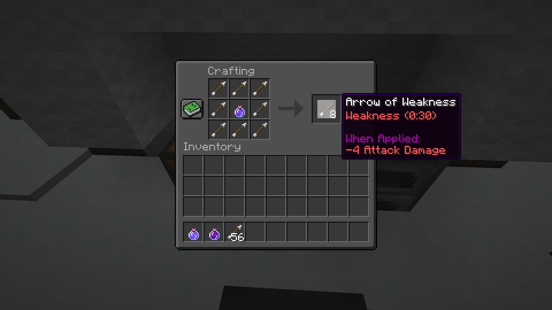 Arrow of weakness (Image via Minecraft 1.19 update)