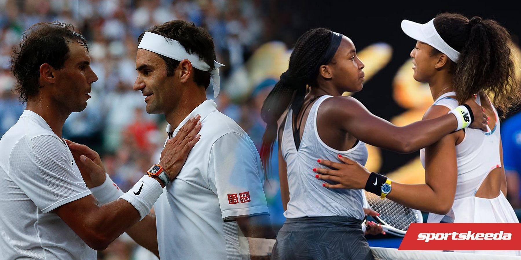Coco Gauff compares her matchup with Naomi Osaka (right photo) to that of Rafael Nadal and Roger Federer&#039;s rivalry and friendship (left photo).