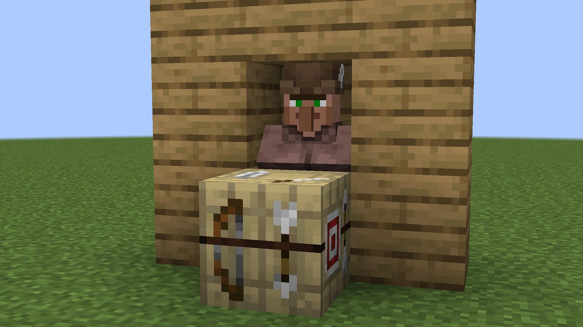 Fletching table with a Fletcher in Minecraft (Image via Mojang)