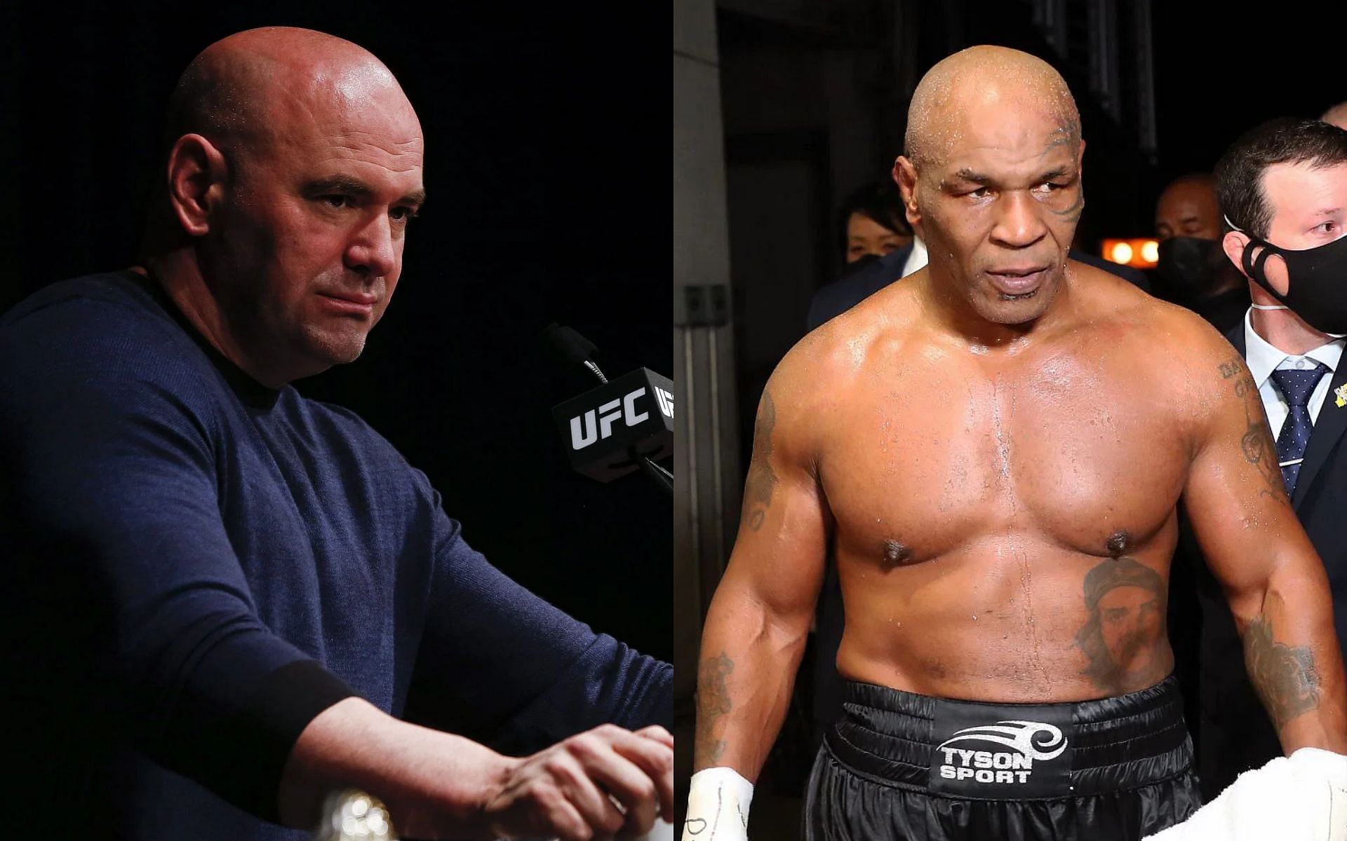 Dana White (left), Mike Tyson (right)