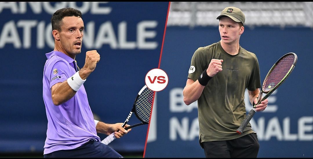 Roberto Bautista Agut (L) will take on Jenson Brooksby in the second round of the Canadian Open