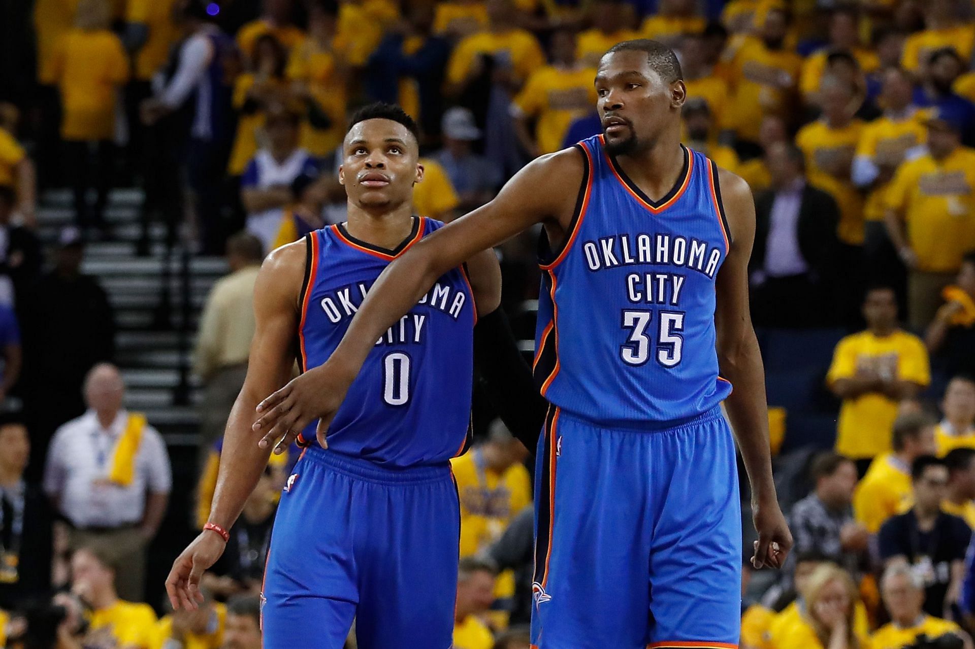 The Brooklyn Nets might not be interested in a Kevin Durant and Russell Westbrook reunion at Barclays Center. [Photo: Bleacher Report]