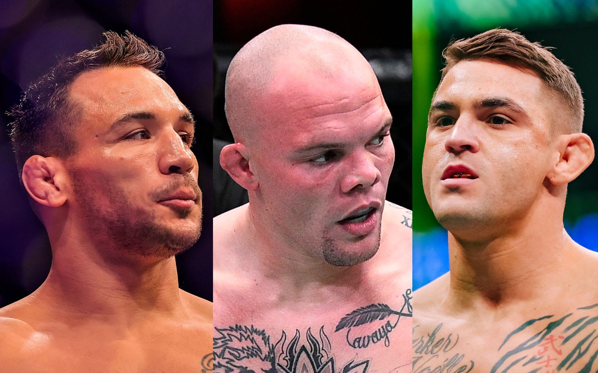 Michael Chandler (left), Anthony Smith (center), and Dustin Poirier (right). [Images courtesy: images via Getty Images]