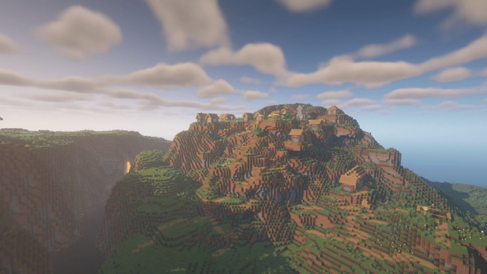 A hillside village found in this seed (Image via Mojang)