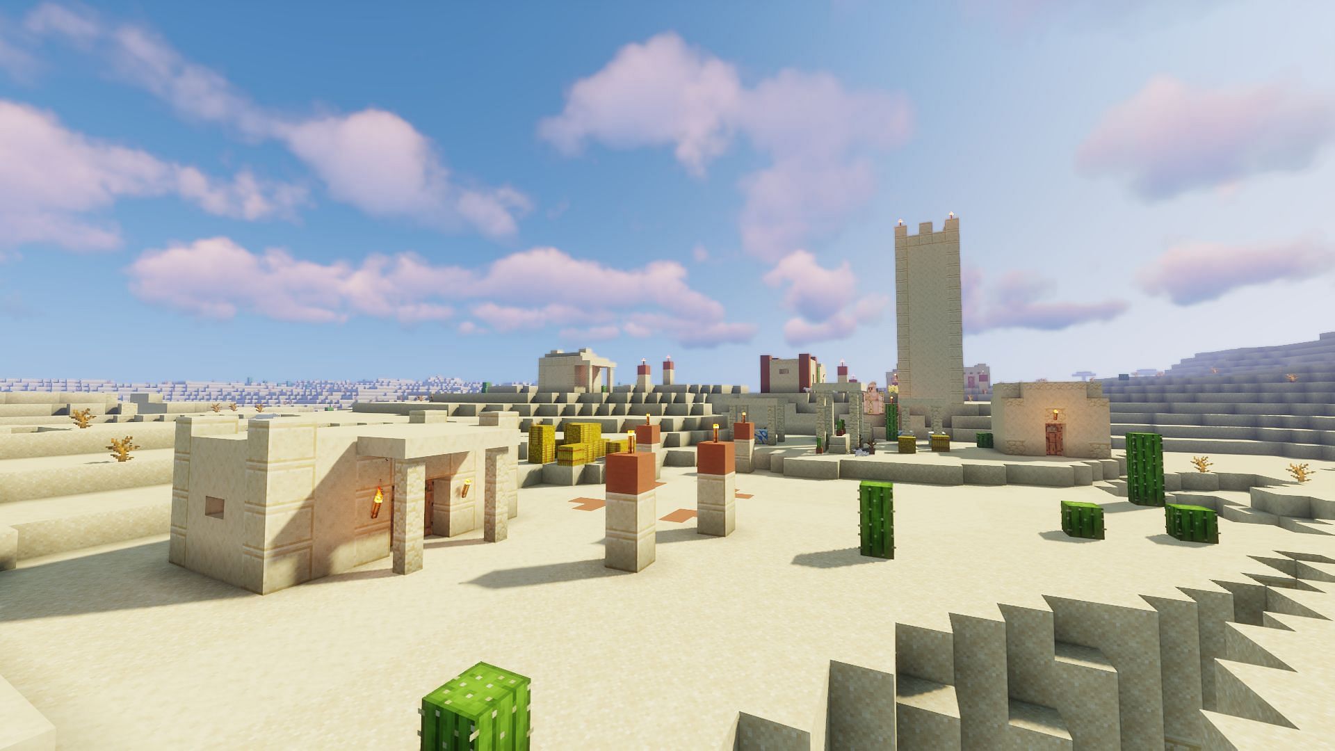 One of the desert villages found near spawn (Image via Minecraft)