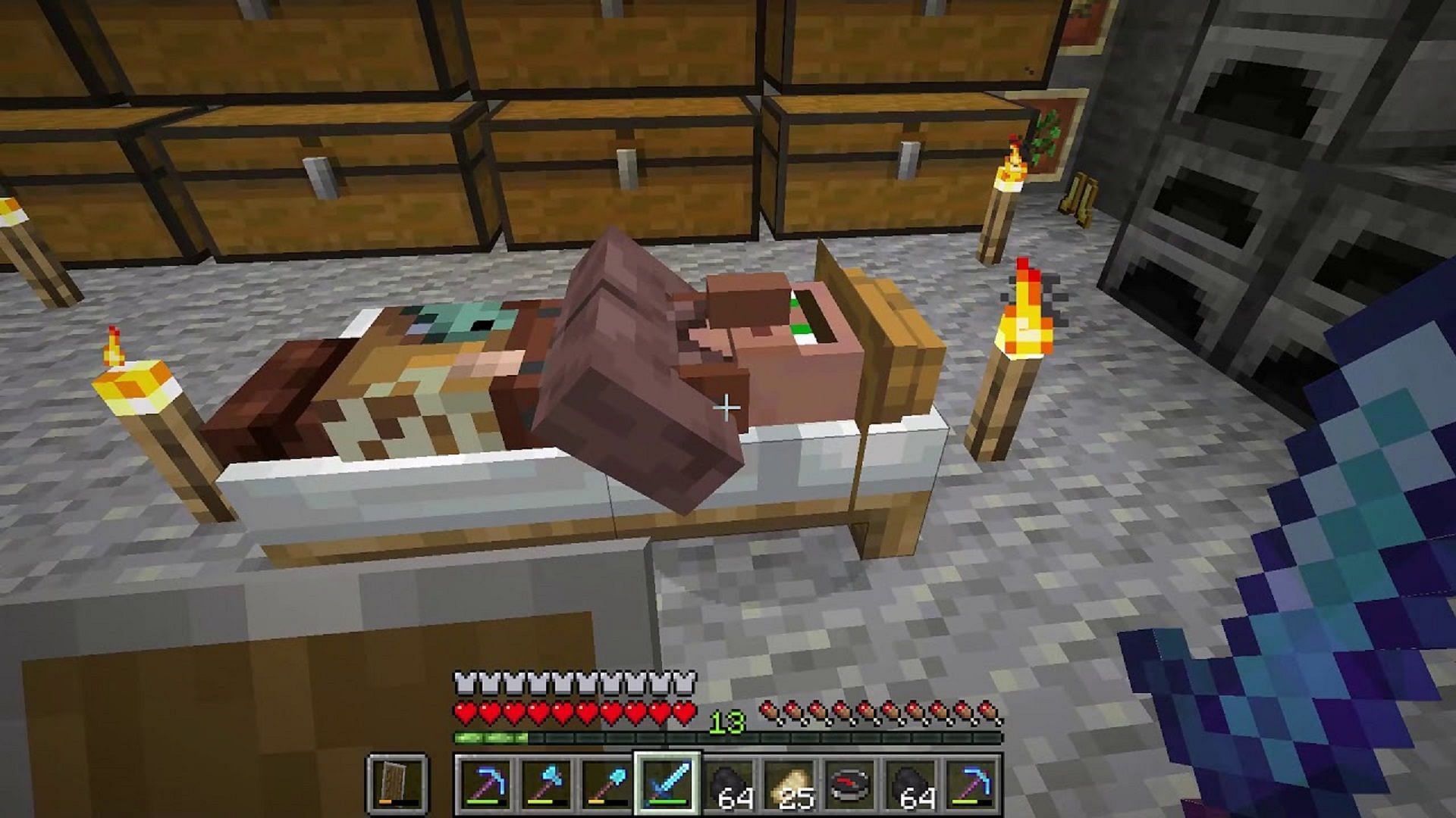 Villagers are tied to their beds in a sense (Image via Waifu Simulator 27/Youtube)