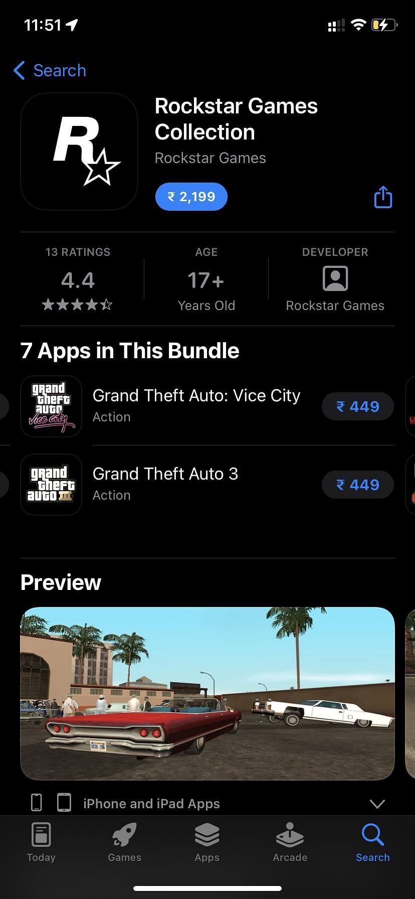 Rockstar games on the App Store. (Image via App Store)