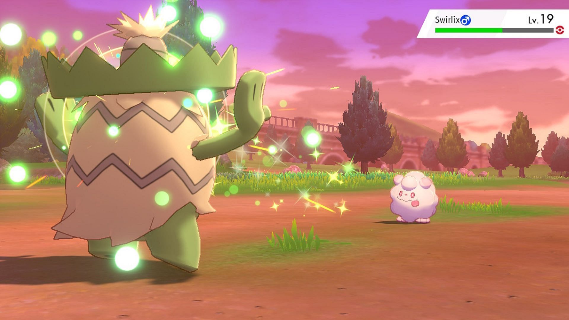 Ludicolo attacks with Mega Drain in Pokemon: Sword and Shield (Image via Game Freak)