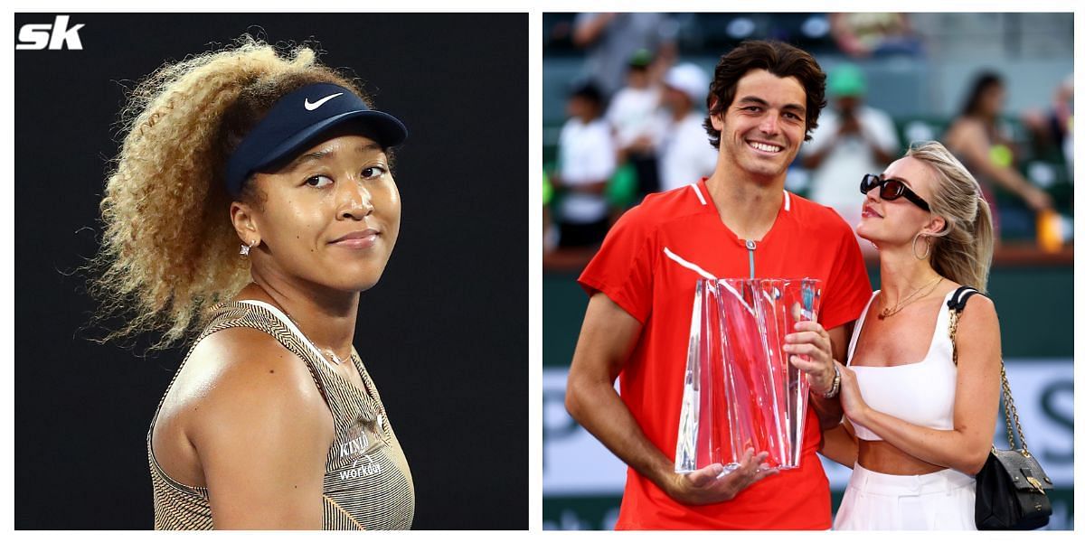 The four-time Major champion [left] gifted her newest racquet to Taylor Fritz&#039;s girlfriend, Morgan Riddle.