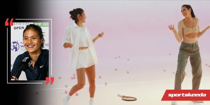 "I had this thing like, I'm not going to dance, I was too scared to do it but then I basically kicked like 95 people out of the room" - Emma Raducanu on how she motivated herself to dance alongside Dua Lipa