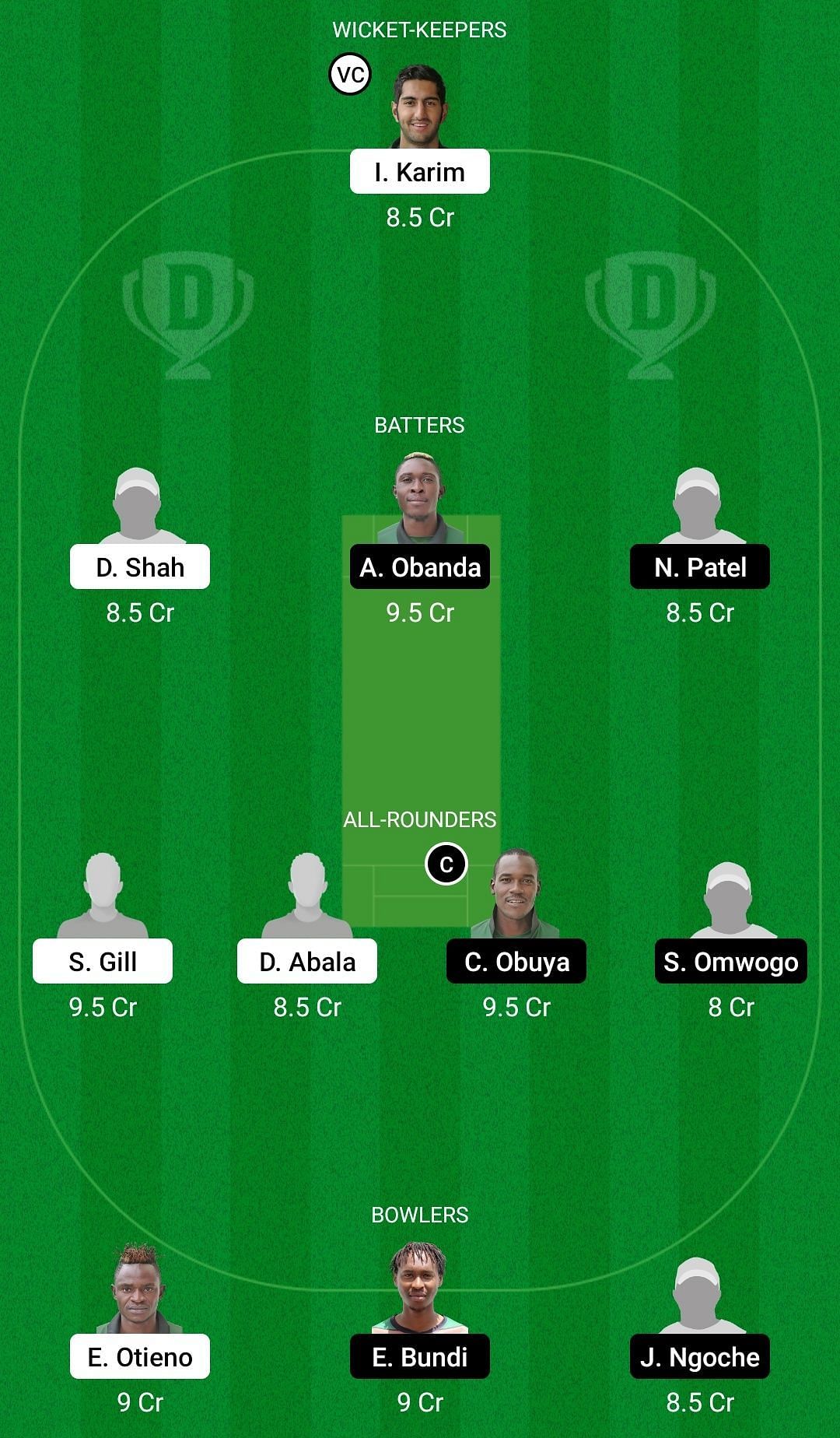 Dream11 Team for Nakuru Flamingo vs Nairobi Lions - Kenya D10 2022.