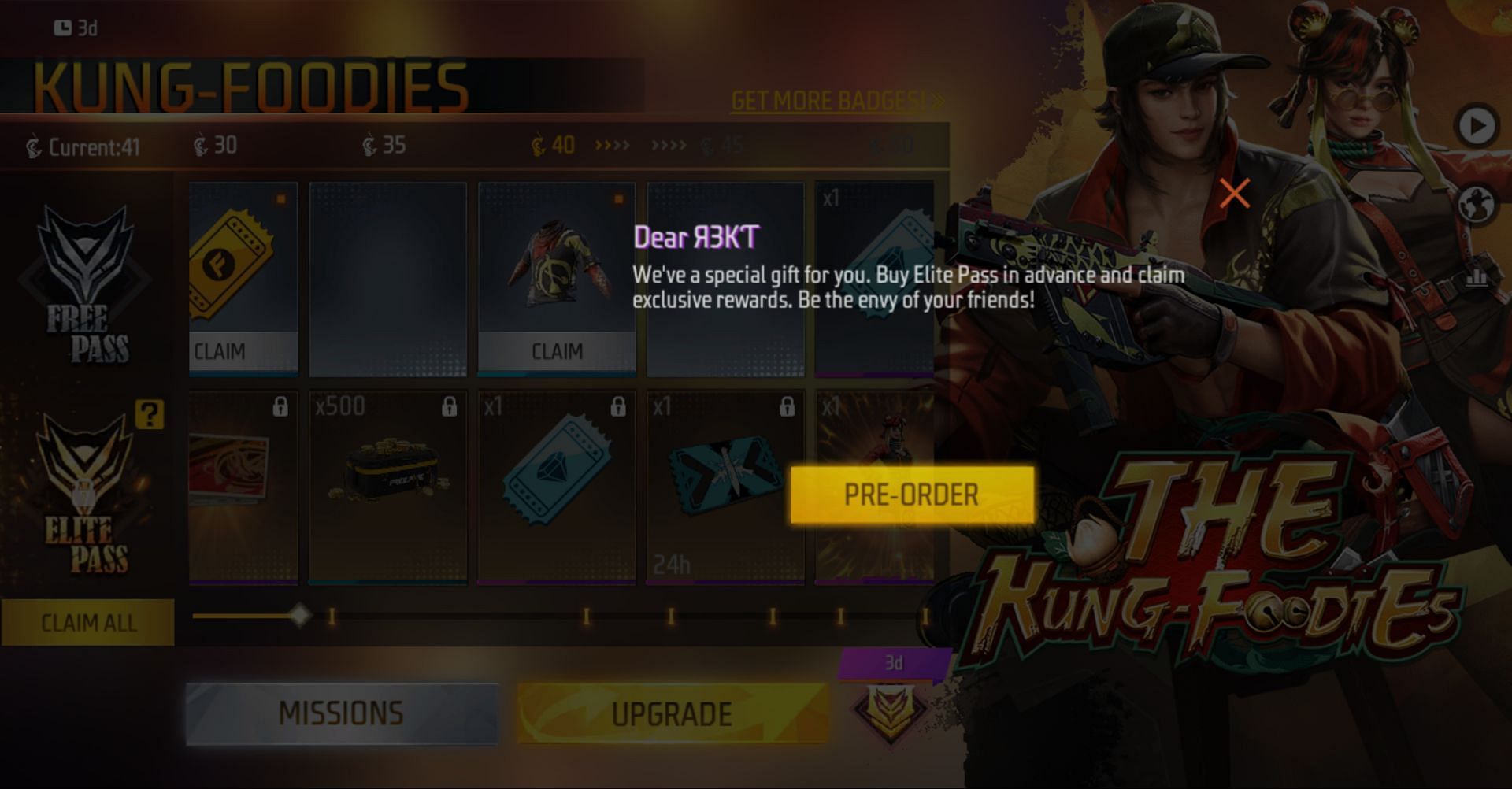 Gamers can tap on the pre-order button (Image via Garena)