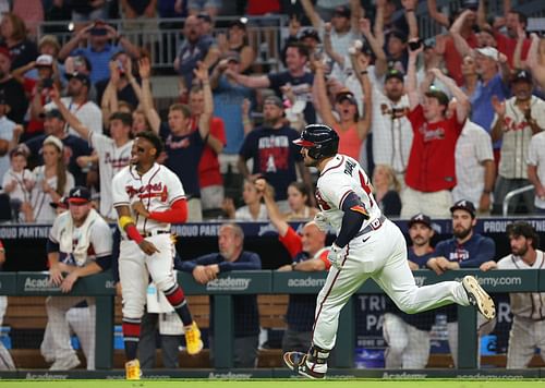 the Atlanta Braves hits a walk-off single to score the winning run